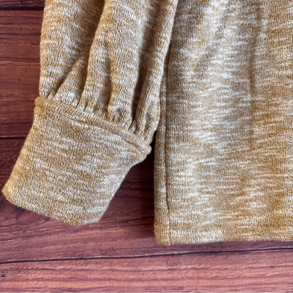 Madewell Puff Sleeve Turtleneck Top Mustard Yellow Space Dye Marl XS - Picture 4 of 6